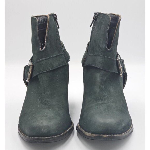 Matisse Women's Gray Leather Harney Heeled Ankle Boots Studded Strap Sz7.5 2919 - Picture 7 of 16